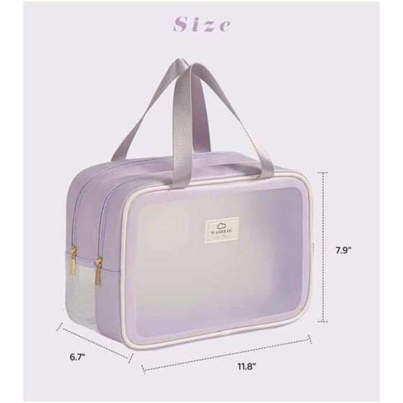 Large travel toiletry bag waterproof makeup organizer with wet dry separation po - Picture 4 of 7